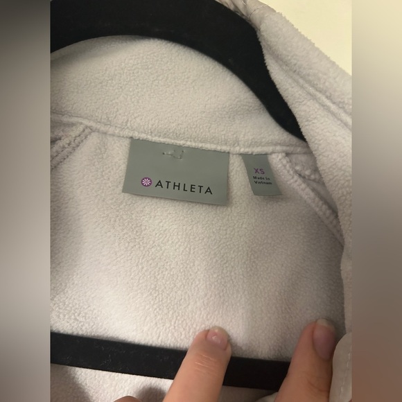 Athleta XS Vortex Quilted Black Fleece Half Zip Athletic Pullover Jacket- GREY - Picture 5 of 8
